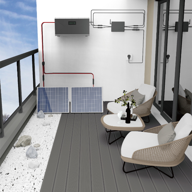 Kit surya balkon 800W dengan baterai 1,5kwh